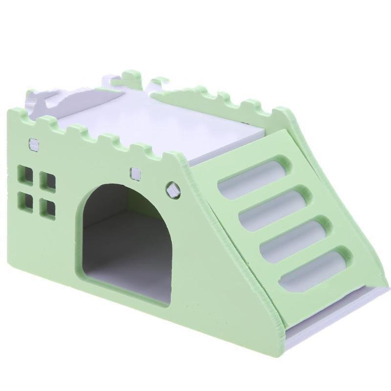 Colorful Wooden Hamster Sleeping Nest With Slide Toy And Small Bed