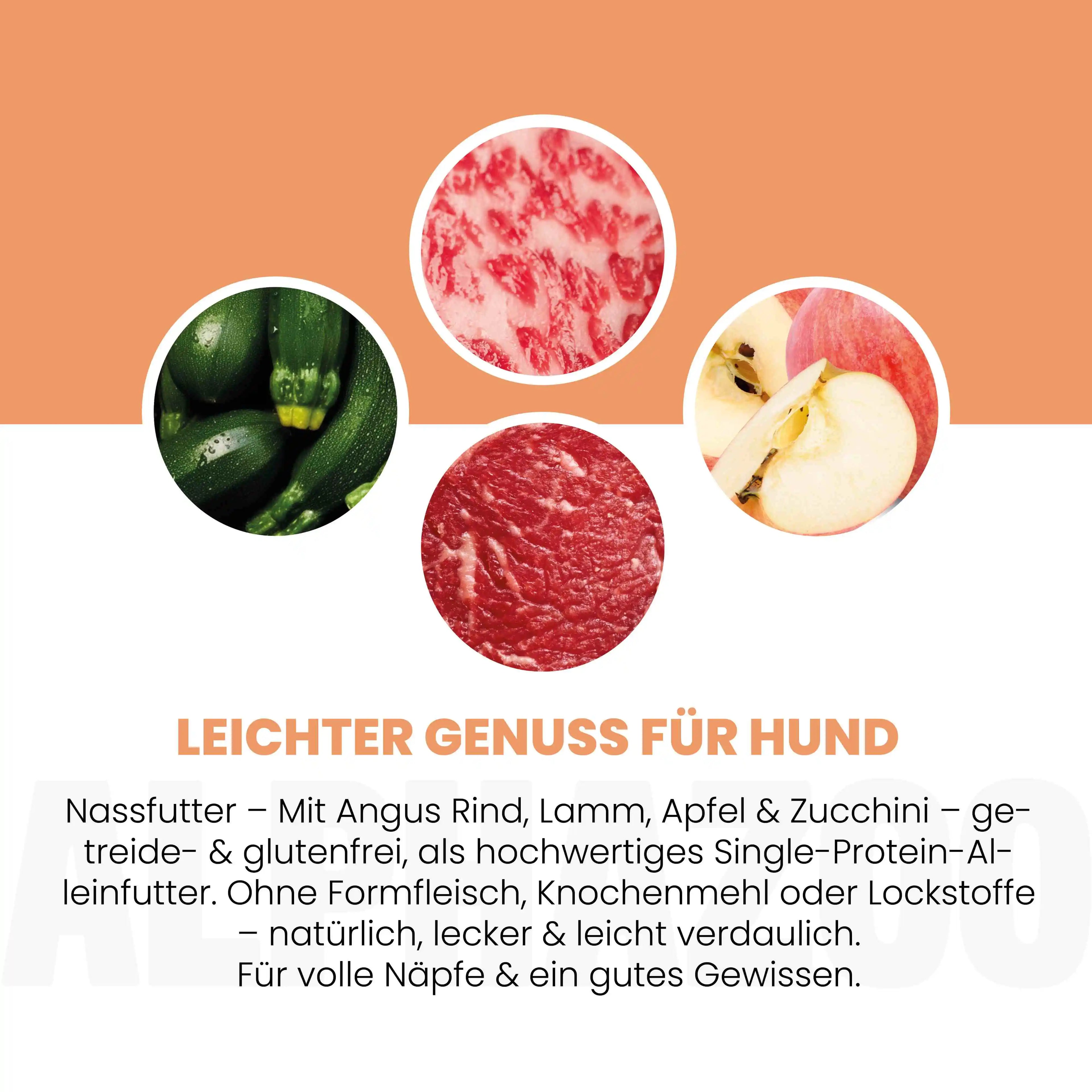 Angus-Rind- und Lamm-Wetsfutter für erwachsene Hunde