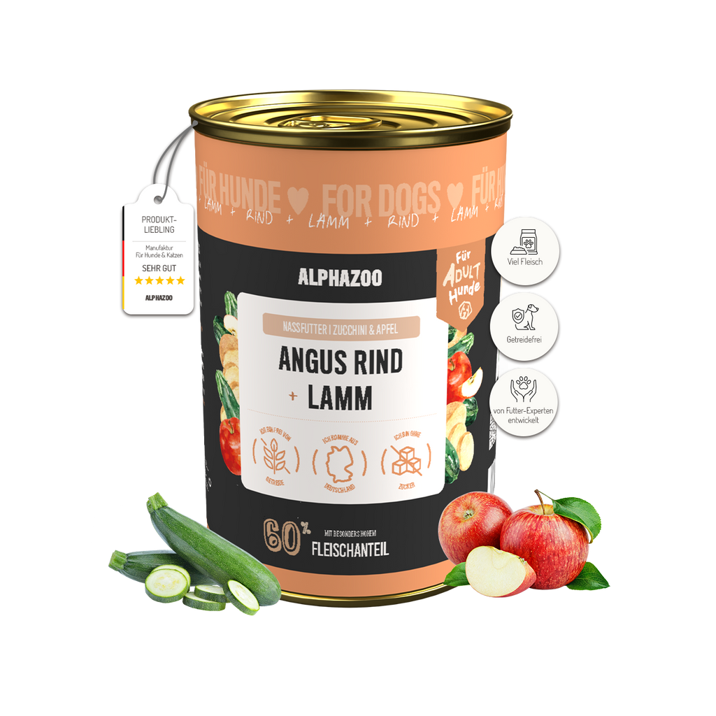 Angus-Rind- und Lamm-Wetsfutter für erwachsene Hunde